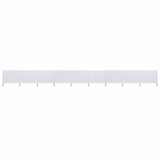 Paravent tissu et bois blanc sable 1200 x 120 cm - PANGIVO