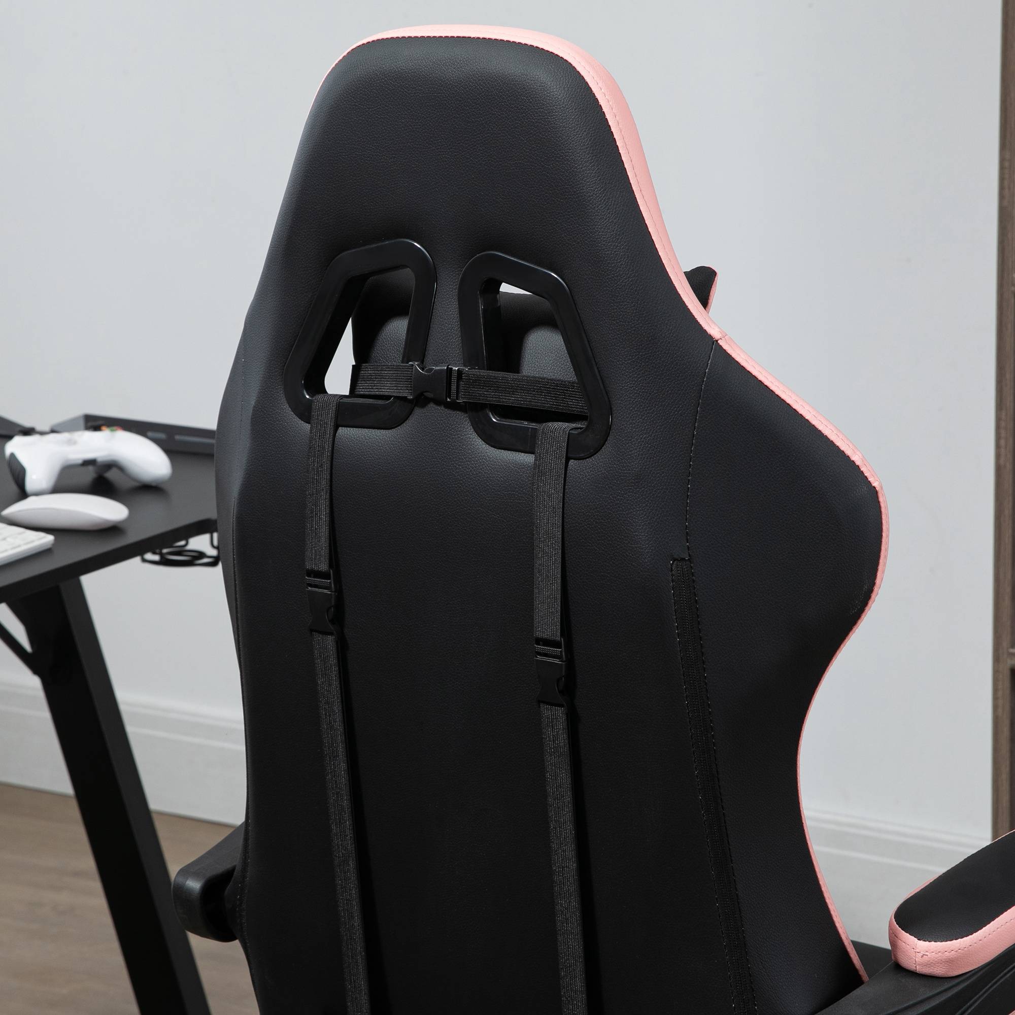 Sans Marque - Chaise gaming fauteuil gaming ergonomique avec dossier inclinable à 135° et soutien lombaire, 65 x 65 x 121-129 cm rose - Image 10