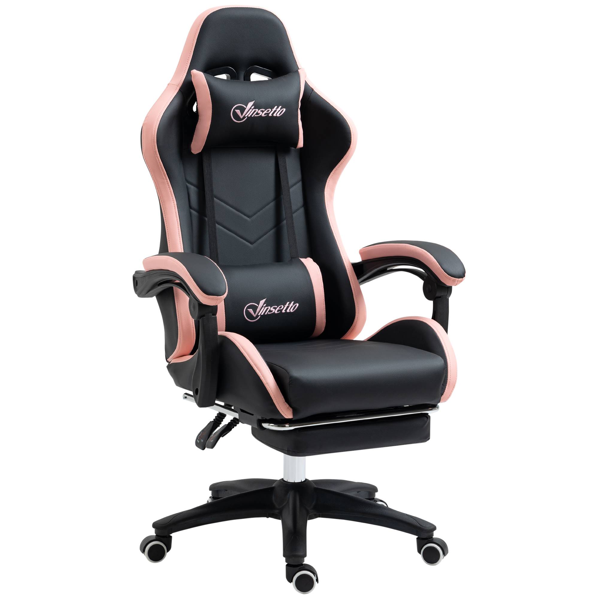 Sans Marque - Chaise gaming fauteuil gaming ergonomique avec dossier inclinable à 135° et soutien lombaire, 65 x 65 x 121-129 cm rose - Image 2