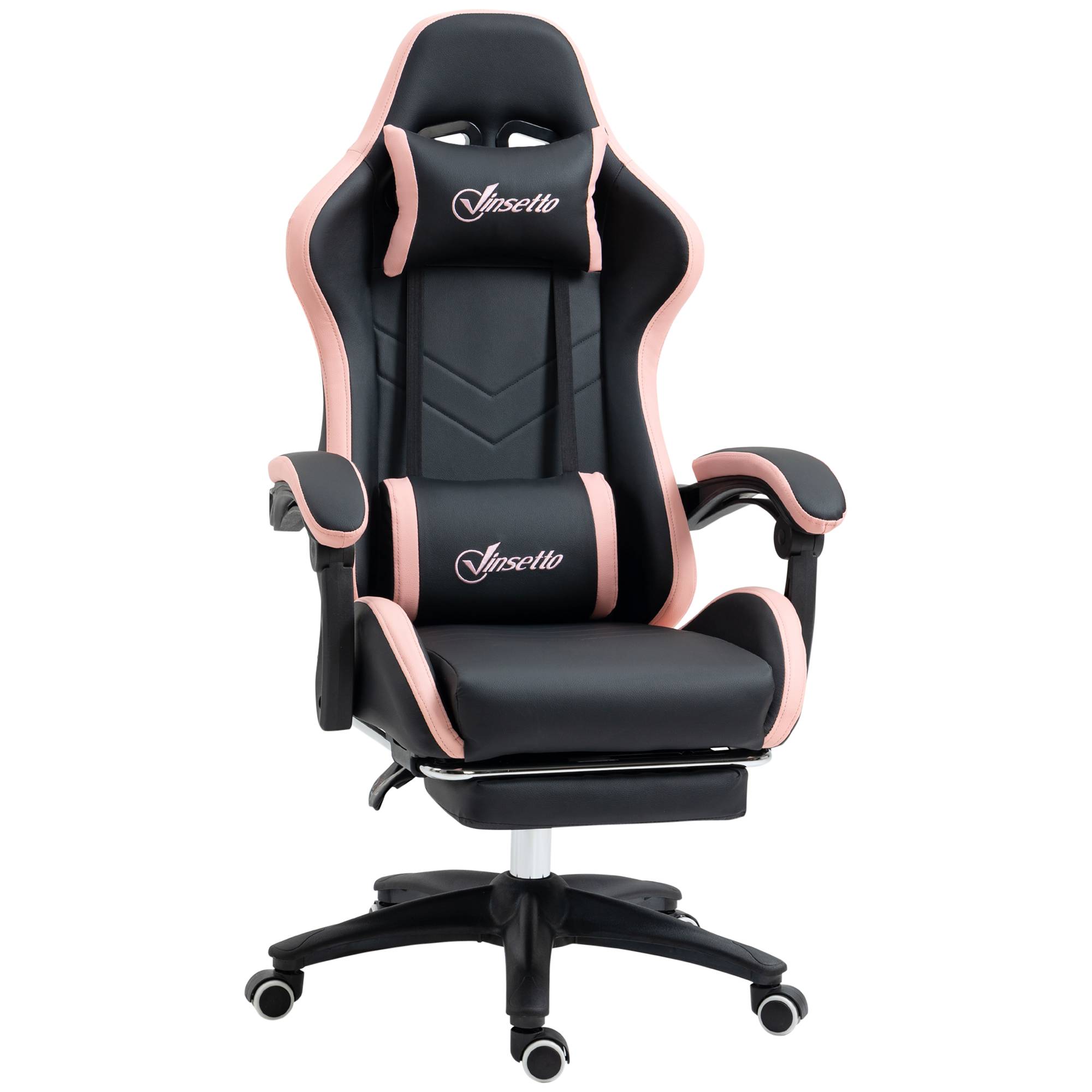 Sans Marque - Chaise gaming fauteuil gaming ergonomique avec dossier inclinable à 135° et soutien lombaire, 65 x 65 x 121-129 cm rose - Image 1