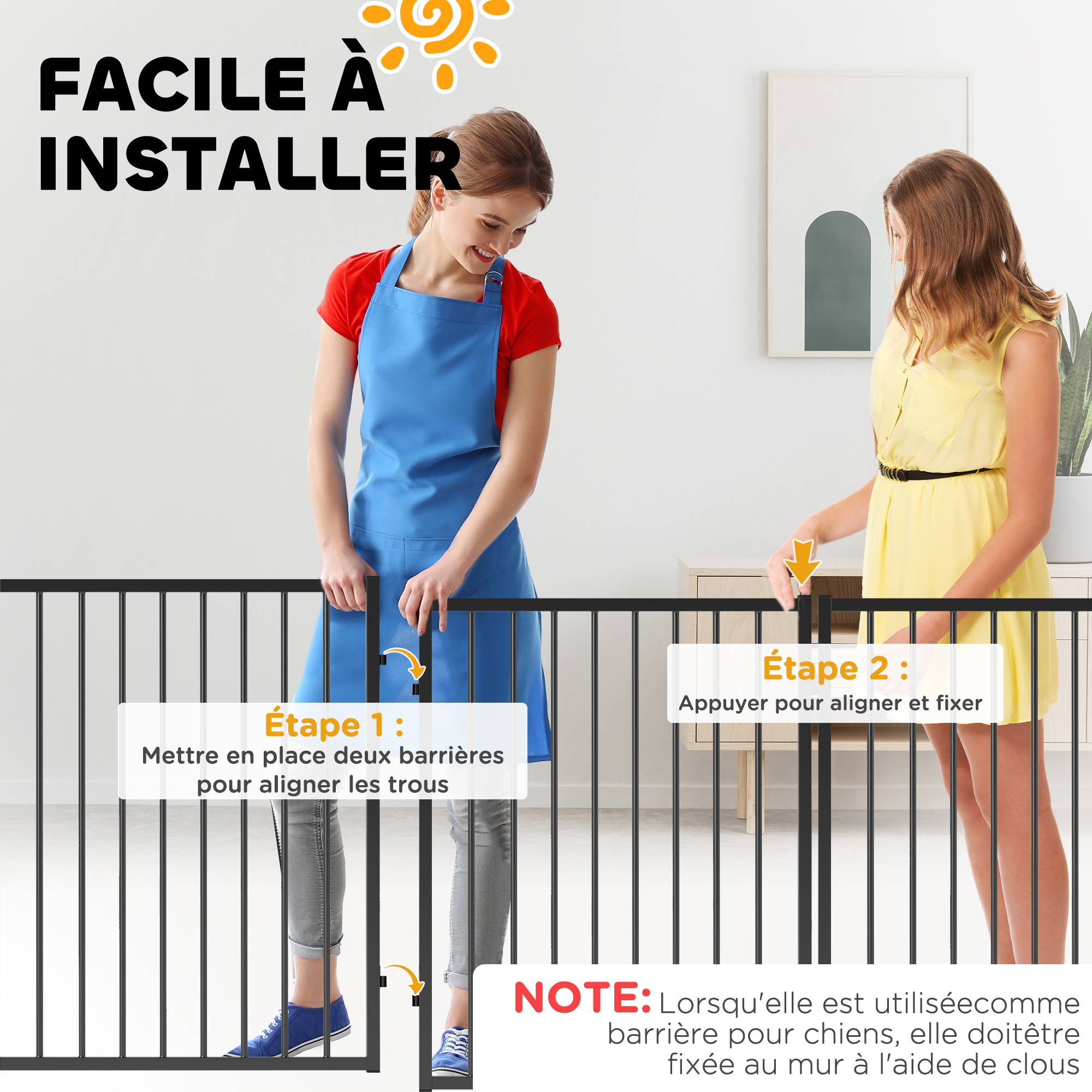 Parc pour chien acier intérieur et extérieur 5 panneaux modulables 180x60x76cm noir - ComfortXL Outdoor Living - Image 9