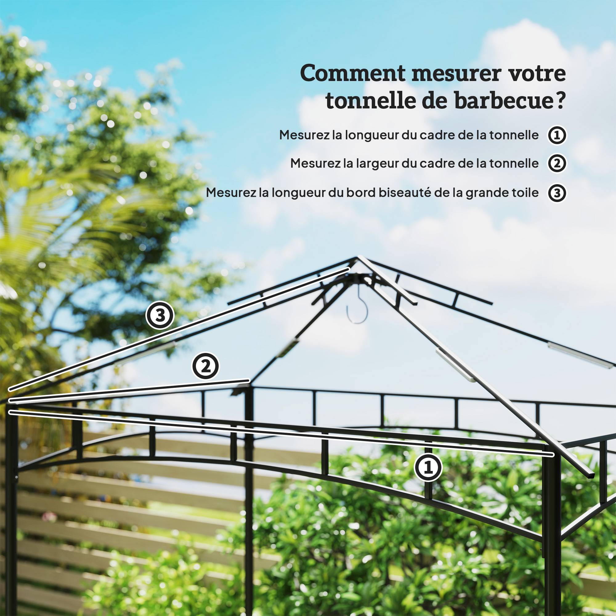 Outsunny - Toit de rechange tonnelle barbecue 2,4x1,5m auvent abri 2 niveaux polyester 160g/m² Anti-UV gris clair - Outsunny - Image 5