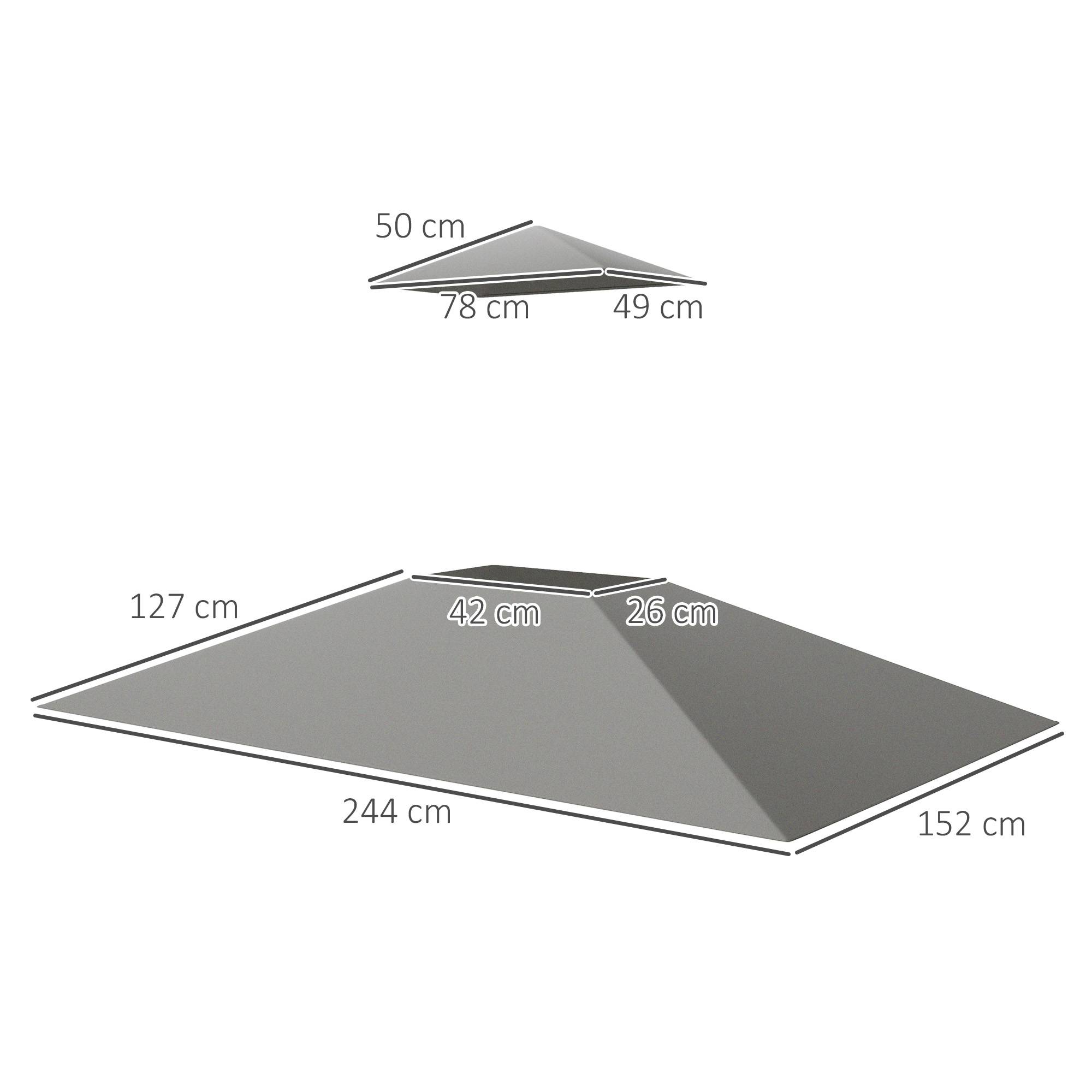 Outsunny - Toit de rechange tonnelle barbecue 2,4x1,5m auvent abri 2 niveaux polyester 160g/m² Anti-UV gris clair - Outsunny - Image 3