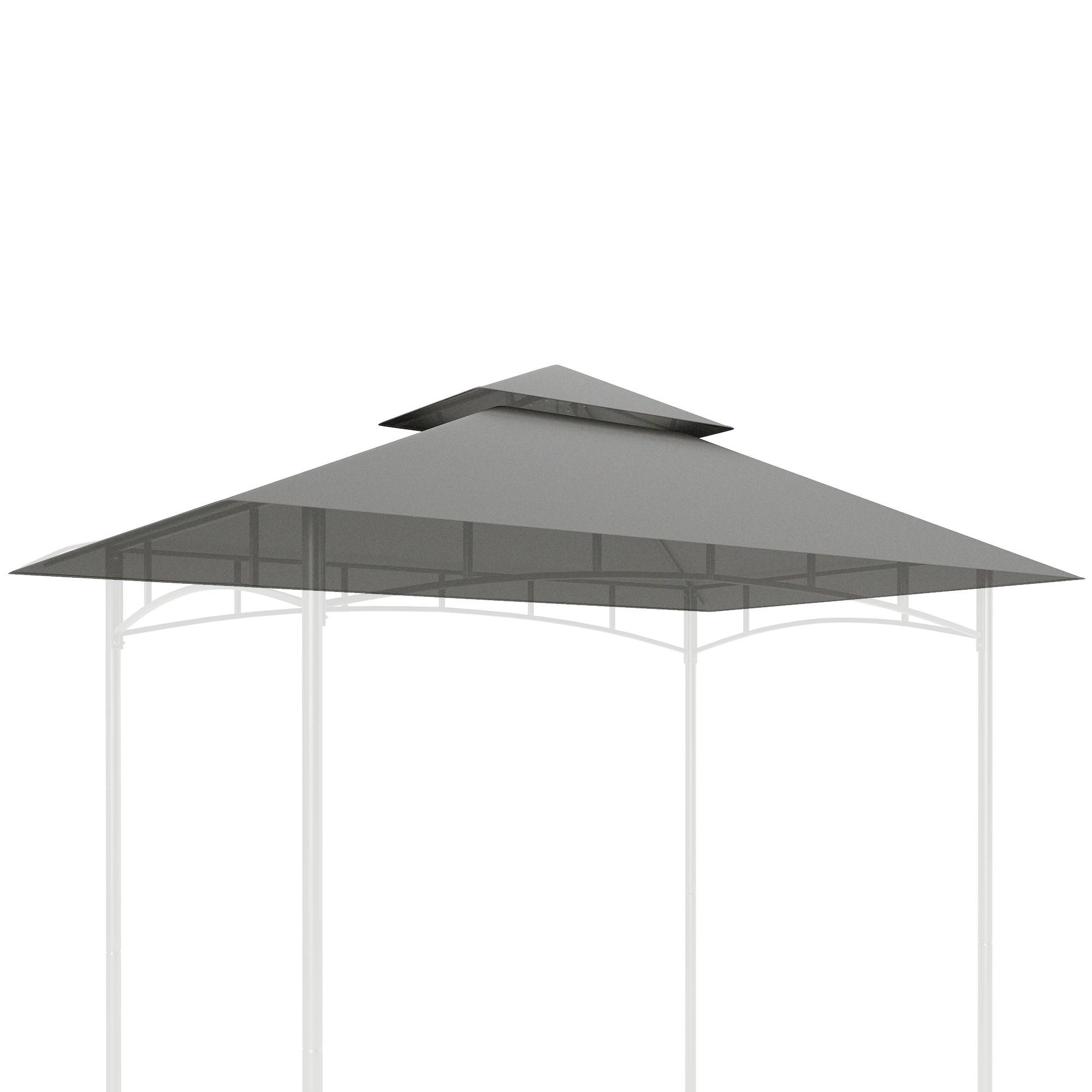 Outsunny - Toit de rechange tonnelle barbecue 2,4x1,5m auvent abri 2 niveaux polyester 160g/m² Anti-UV gris clair - Outsunny - Image 4