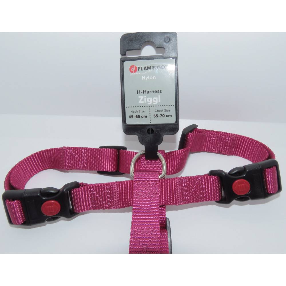 Flamingo - Harnais H Ziggi  L/XL tour de cou 45 -65 cm 20 MM. rouge cerise pour chien. - Image 3