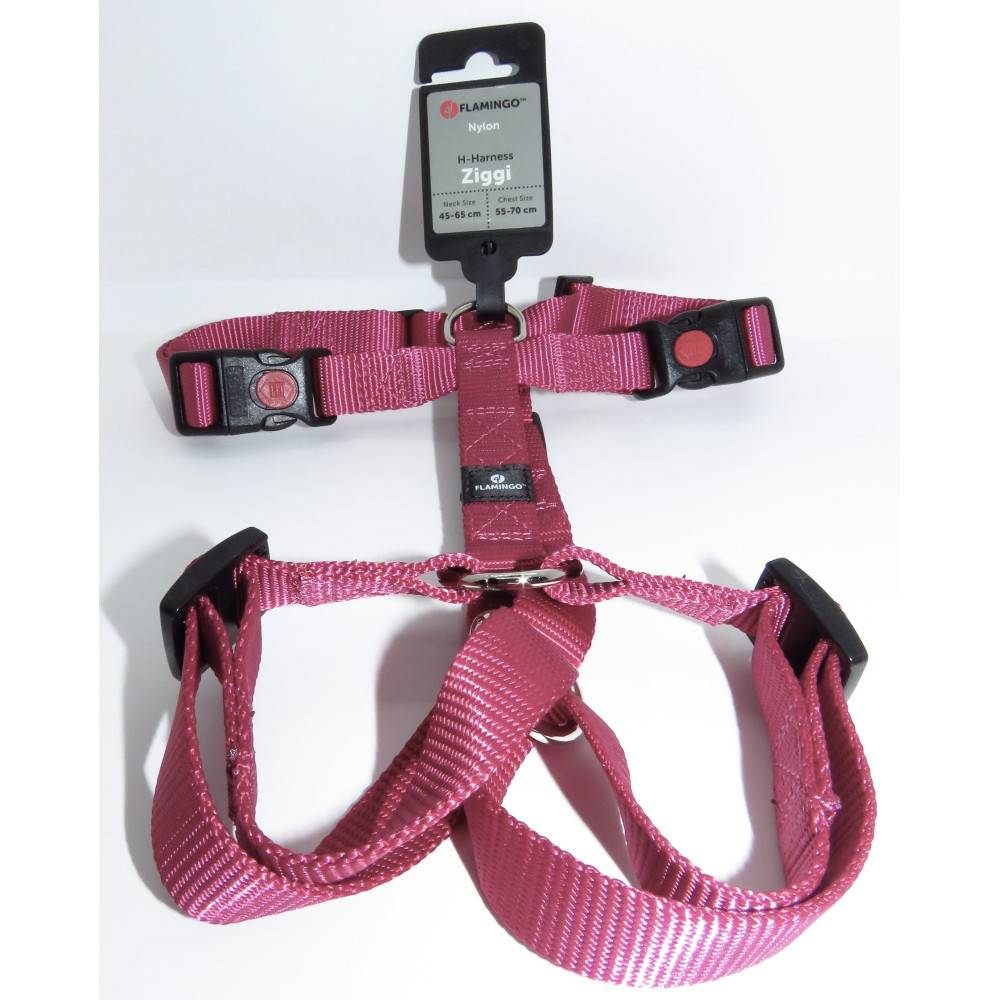 Flamingo - Harnais H Ziggi  L/XL tour de cou 45 -65 cm 20 MM. rouge cerise pour chien. - Image 2