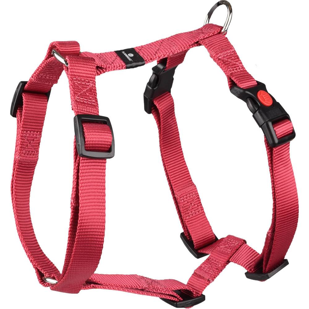 Flamingo - Harnais H Ziggi  L/XL tour de cou 45 -65 cm 20 MM. rouge cerise pour chien. - Image 1