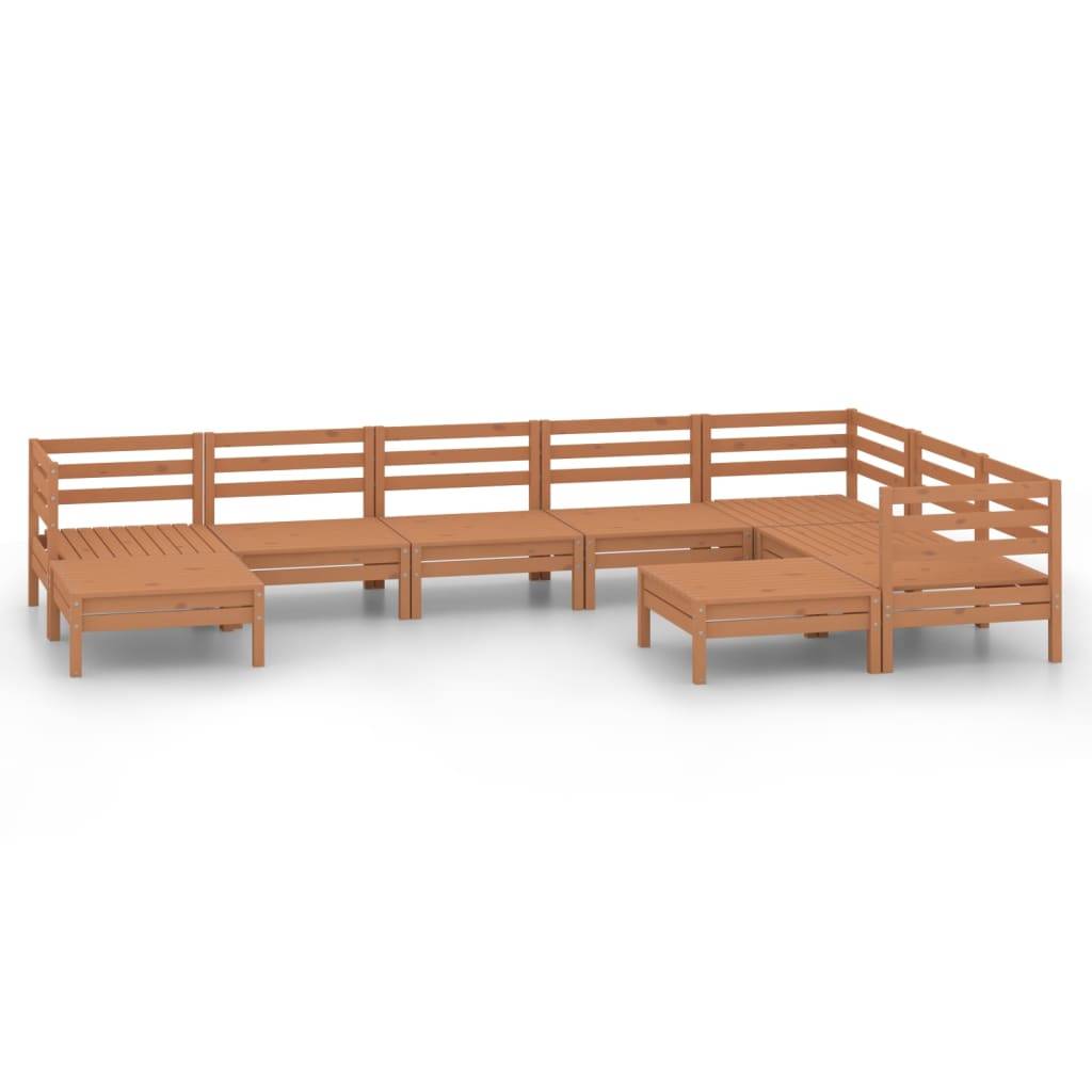 Helloshop26 - Salon de jardin meuble d'extérieur ensemble de mobilier 9 pièces bois de pin massif marron miel - Image 1