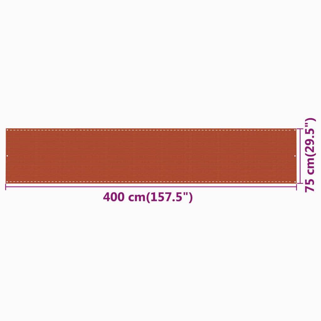 Helloshop26 - Écran de balcon brise pare vue protection confidentialité 75 x 400 cm PEHD orange - Image 5