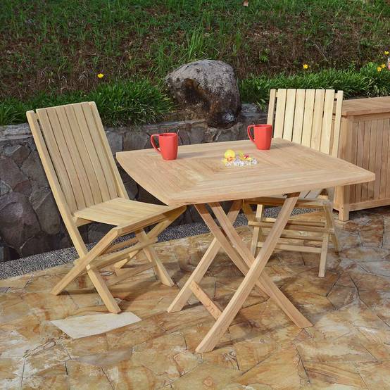 Teck'Attitude - Table pliante carrée en teck massif Cardif 90 x 90 cm - TECK'Attitude - Image 6