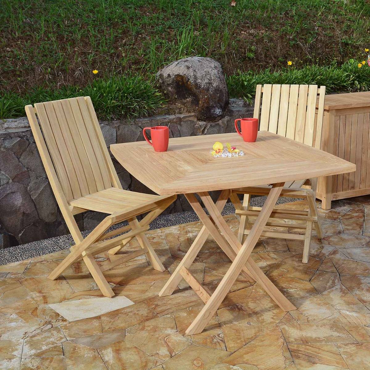 Teck'Attitude - Table pliante carrée en teck massif Cardif 90 x 90 cm - TECK'Attitude - Image 6
