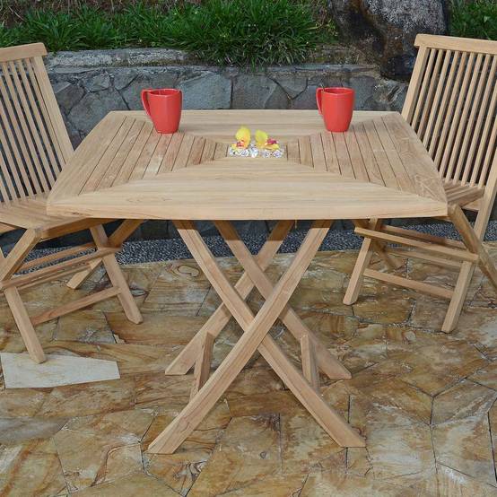 Teck'Attitude - Table pliante carrée en teck massif Cardif 90 x 90 cm - TECK'Attitude - Image 2