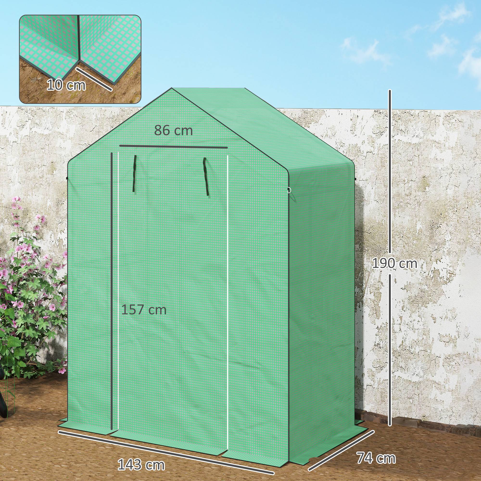 Serre de Jardin Acier PE pour Tomates Plantes avec Étagères 143x74x190cm Vert - ComfortXL Outdoor Living - Image 3