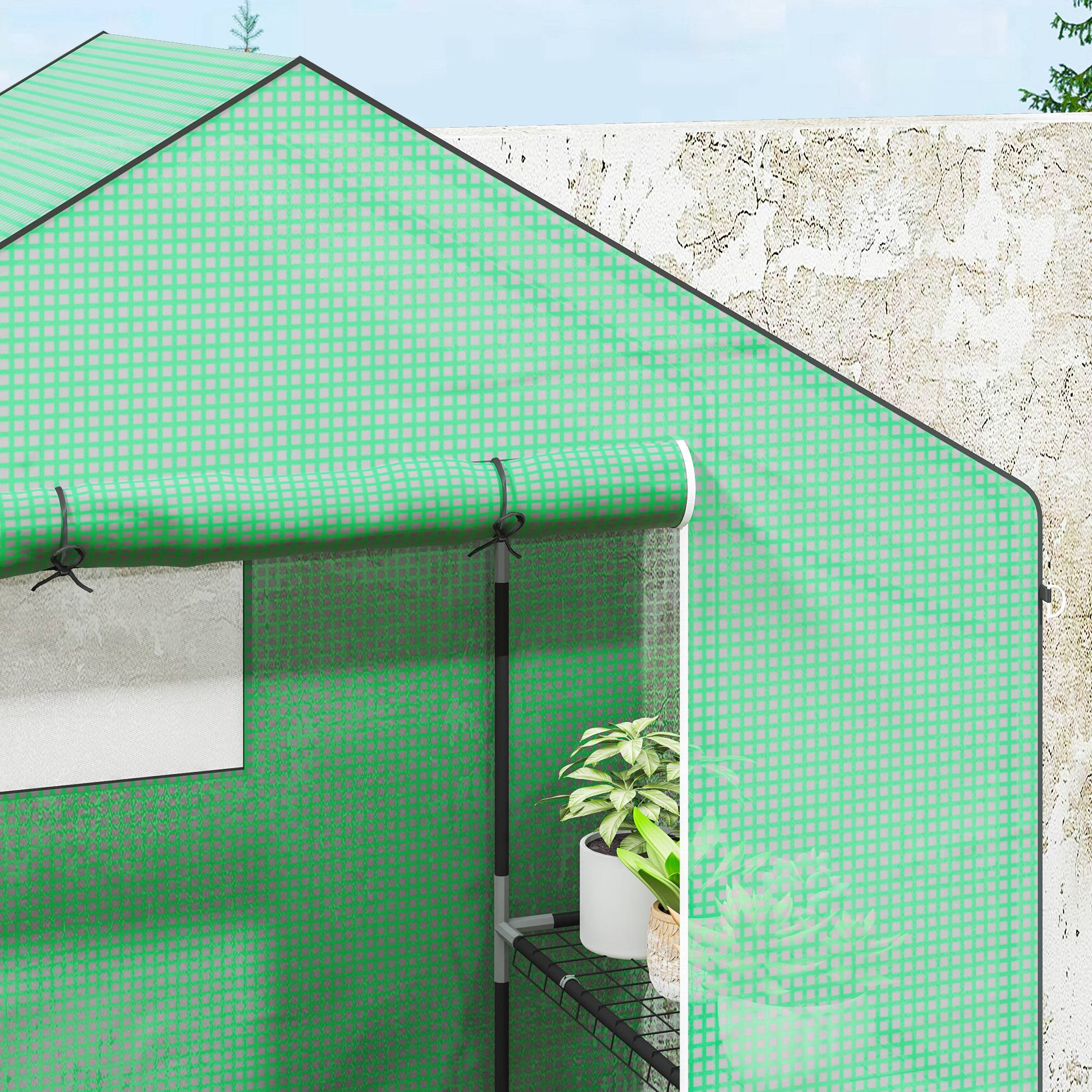 Serre de Jardin Acier PE pour Tomates Plantes avec Étagères 143x74x190cm Vert - ComfortXL Outdoor Living - Image 7