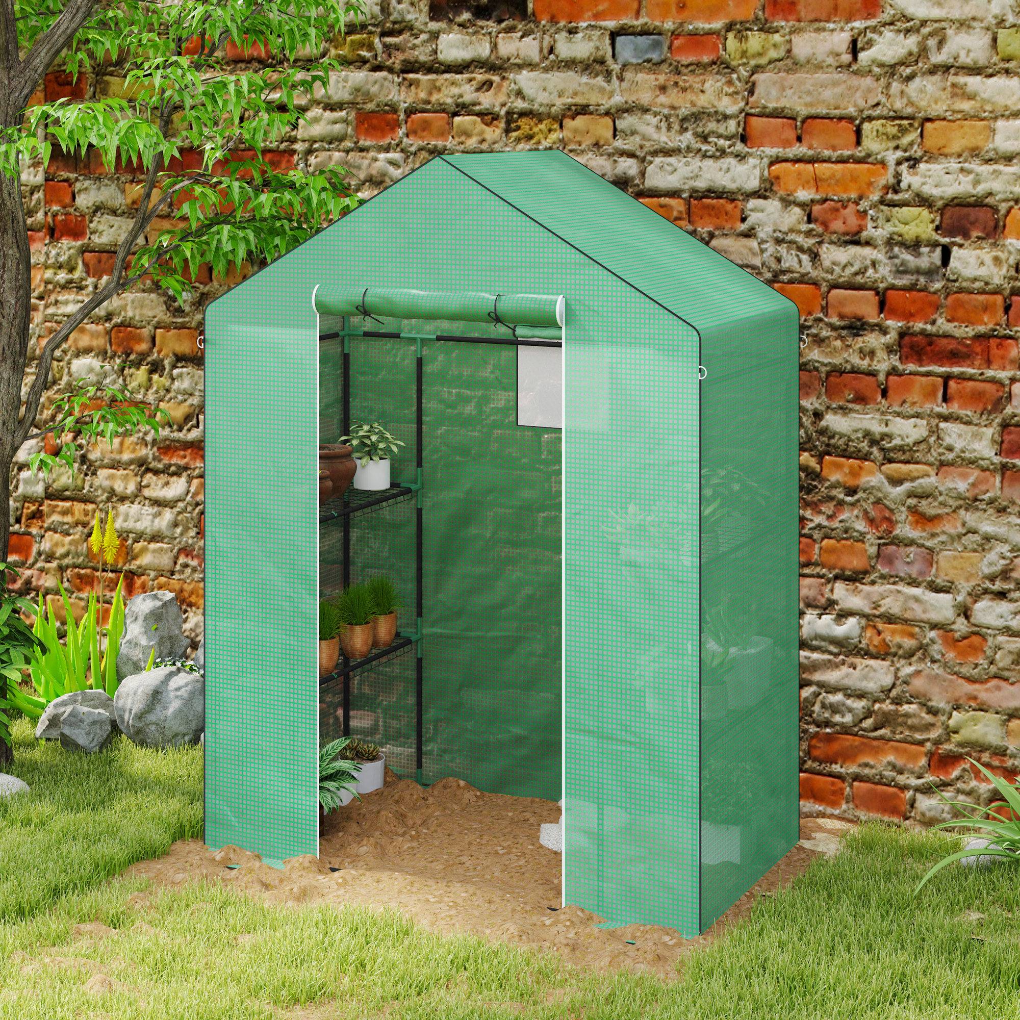 Serre de Jardin Acier PE pour Tomates Plantes avec Étagères 143x74x190cm Vert - ComfortXL Outdoor Living - Image 8