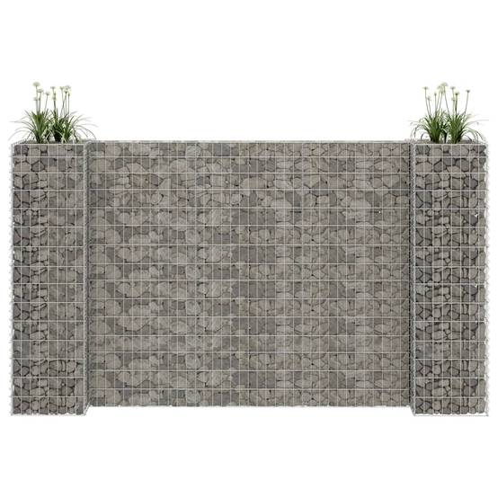 Jardinière | Pot de fleurs | Cache-pot | Bac à fleurs à gabion en H Fil d'acier 260x40x150 cm - Image 2