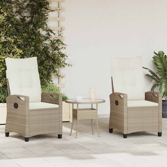 Chaise de jardin acier et polyester beige et crème 56 x 60 x 112 cm - PANGIVO - Image 1