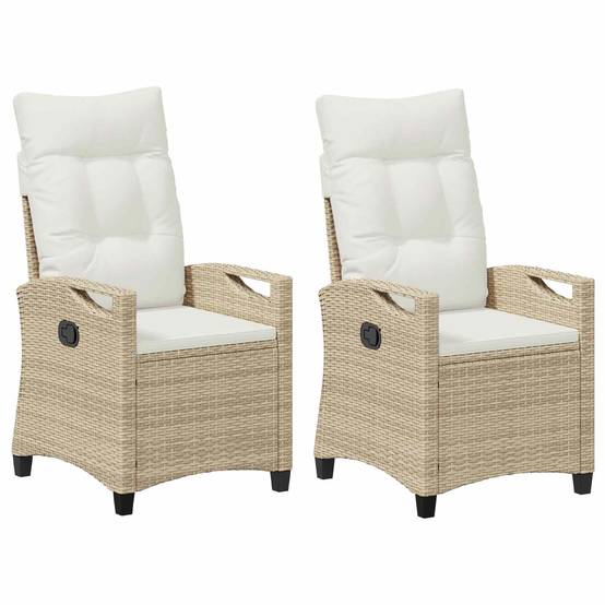 Chaise de jardin acier et polyester beige et crème 56 x 60 x 112 cm - PANGIVO - Image 2