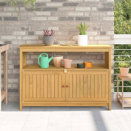 Table console jardin bois acacia clair 110 x 35 x 75 cm - PANGIVO - Image 1