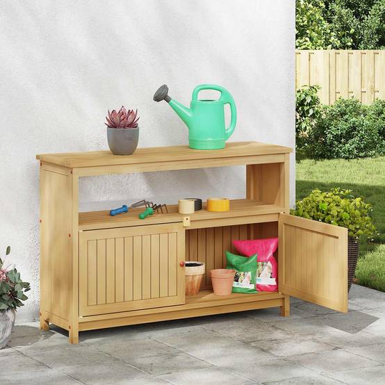 Table console jardin bois acacia clair 110 x 35 x 75 cm - PANGIVO - Image 3