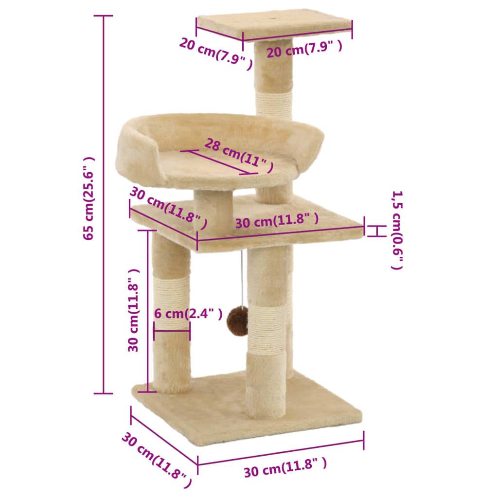 Vidaxl - Arbre à chat avec griffoirs en sisal 65 cm Beige vidaXL 170609 - Image 3