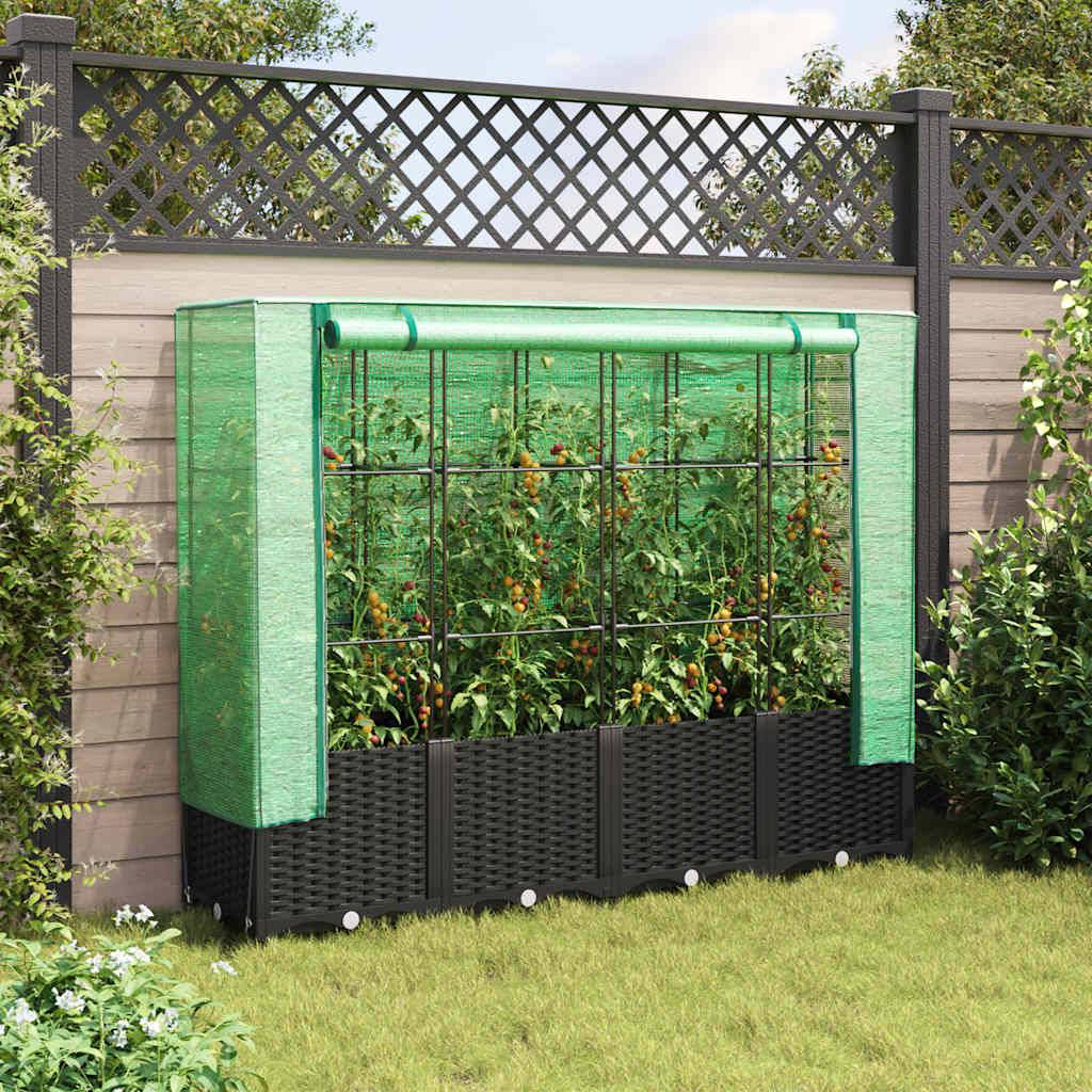 PANGIVO - Carré potager surélevé PP noir avec housse en PE vert 160 x 40 x 138 cm - PANGIVO - Image 3