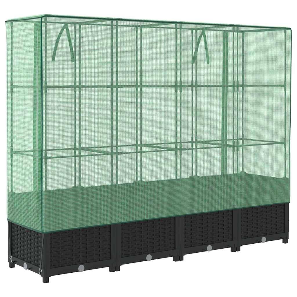 PANGIVO - Carré potager surélevé PP noir avec housse en PE vert 160 x 40 x 138 cm - PANGIVO - Image 6