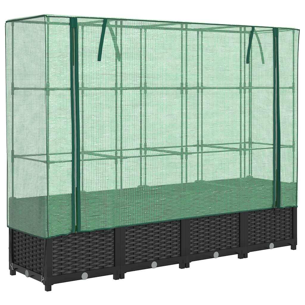 PANGIVO - Carré potager surélevé PP noir avec housse en PE vert 160 x 40 x 138 cm - PANGIVO - Image 2