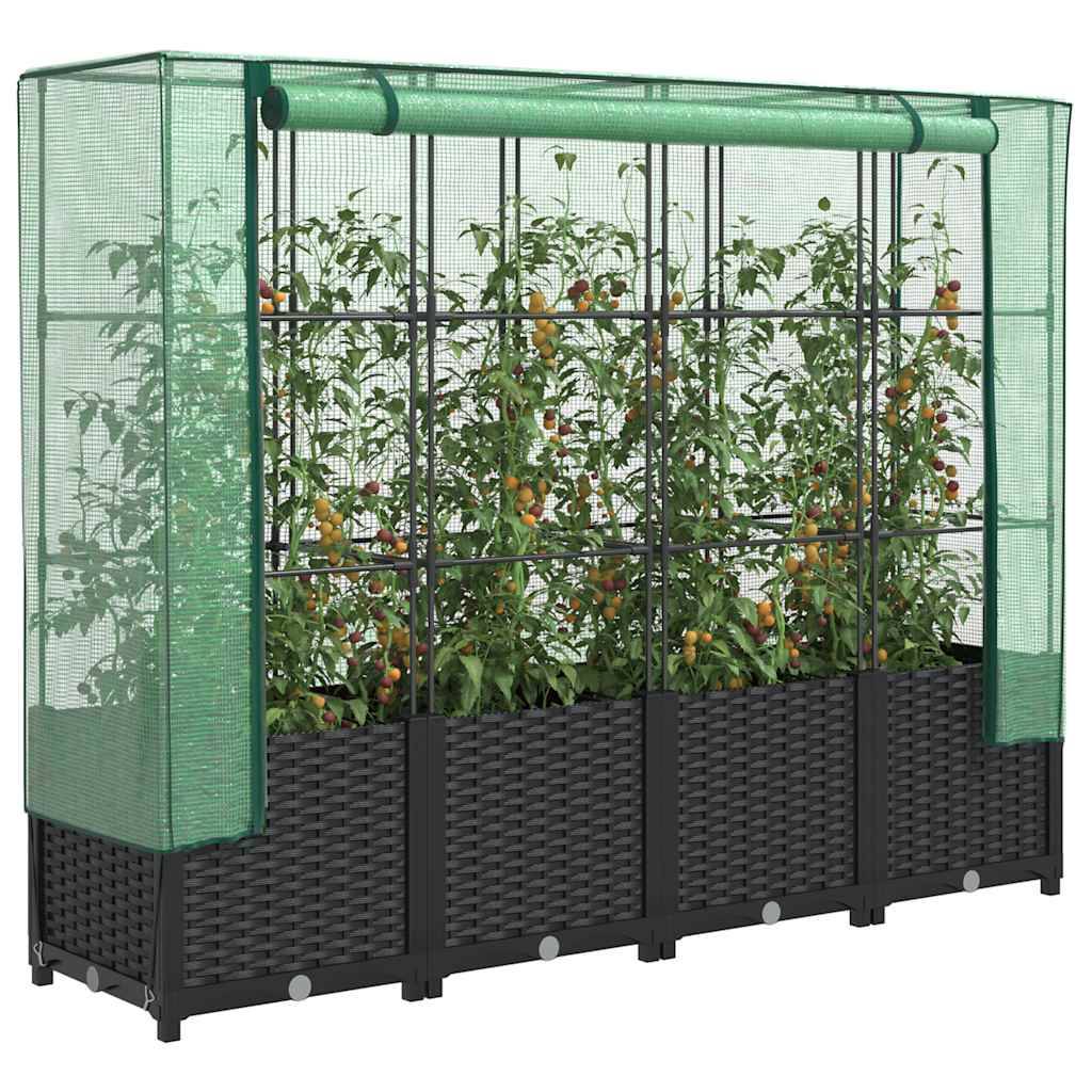 PANGIVO - Carré potager surélevé PP noir avec housse en PE vert 160 x 40 x 138 cm - PANGIVO - Image 1
