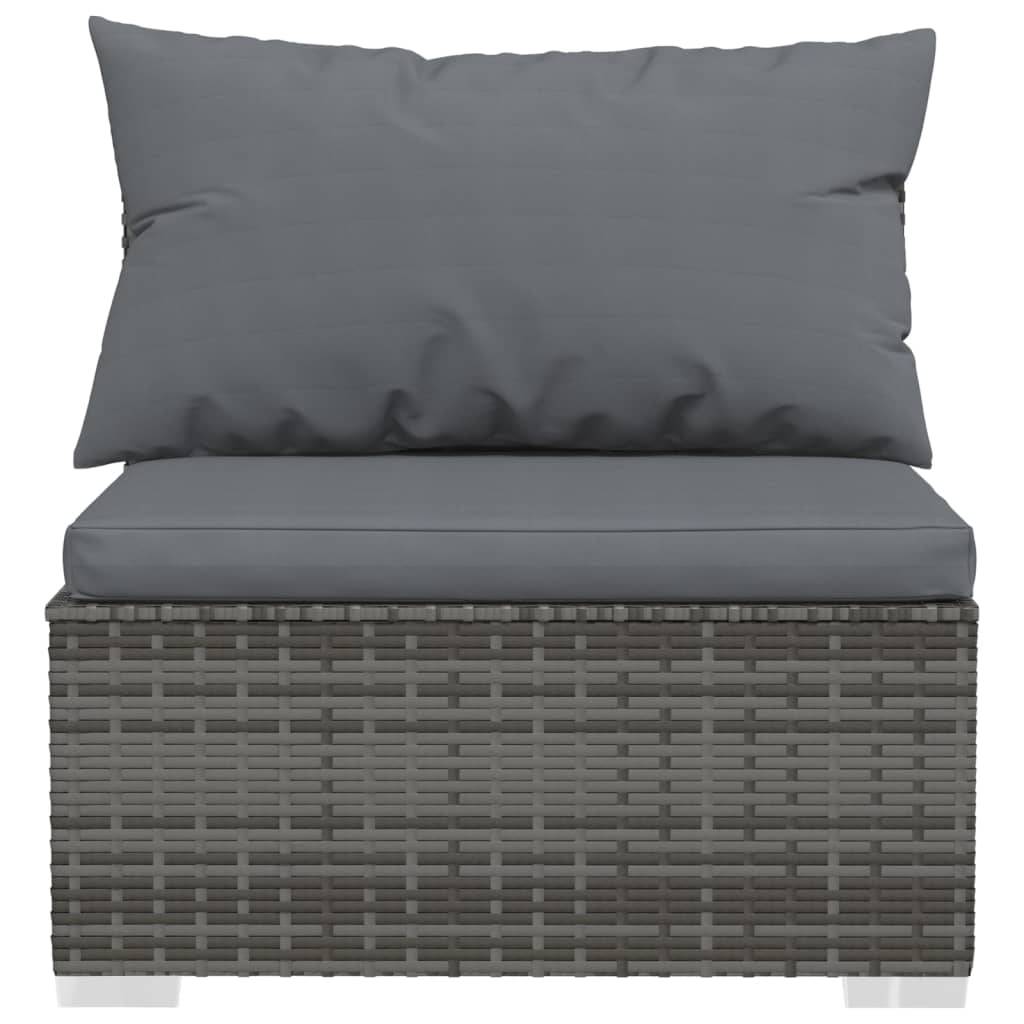 Helloshop26 - Salon de jardin meuble d'extérieur ensemble de mobilier 8 pièces avec coussins résine tressée gris - Image 3