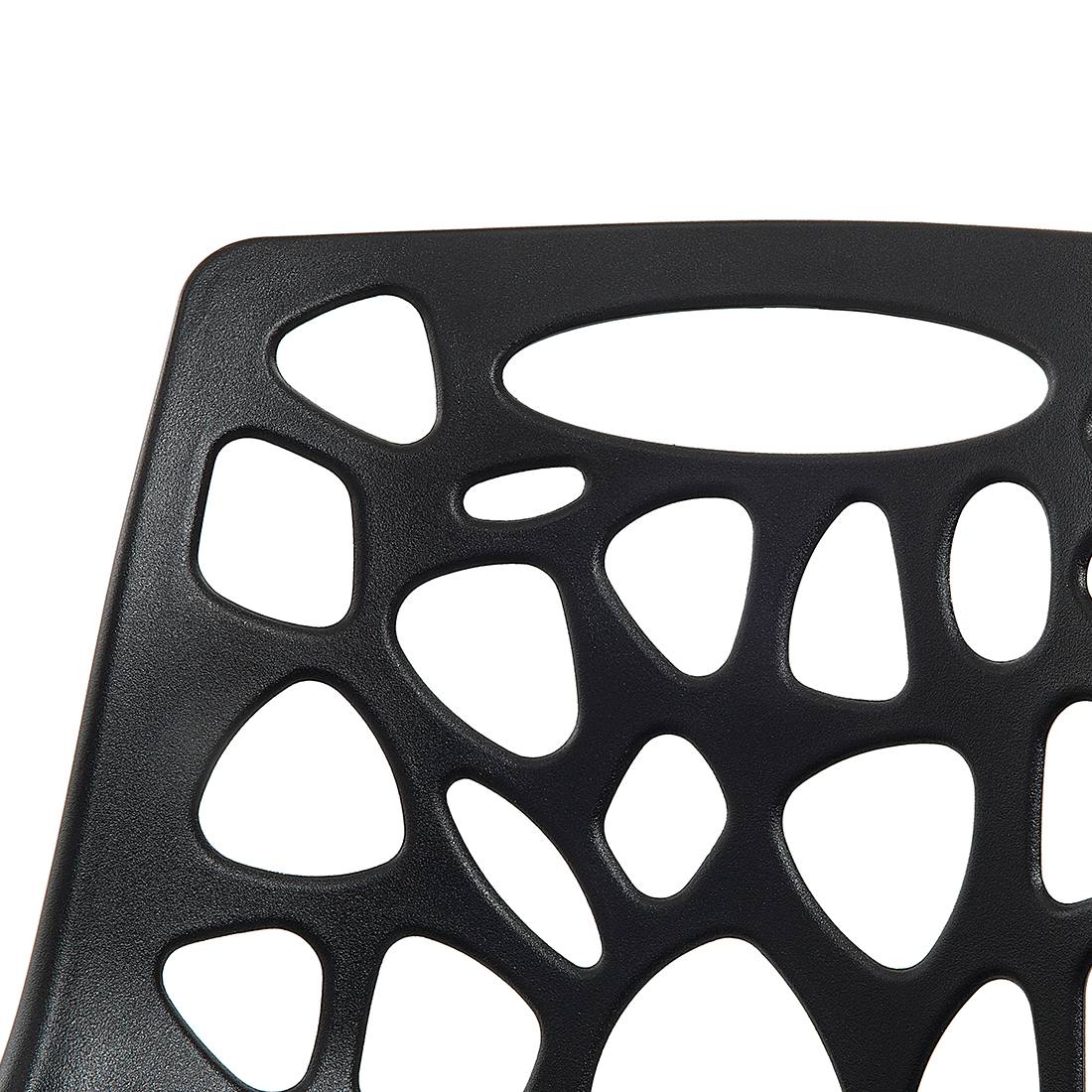 Chaise d'Intérieur et d'Extérieur en Plastique Noir Empilable Résistante pour Salon Salle à Manger ou Jardin au Style Moderne - Image 4