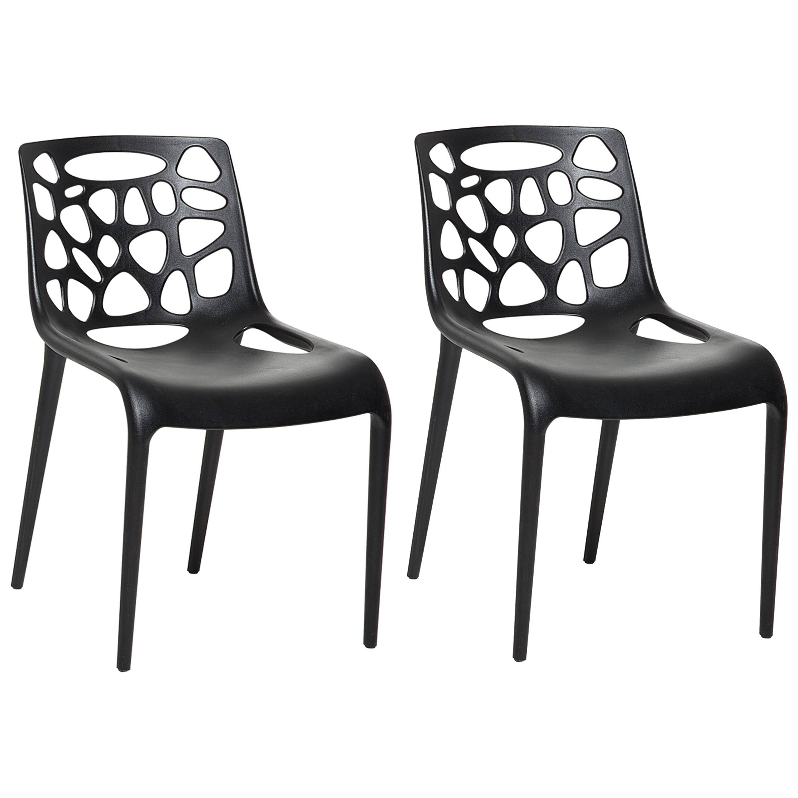 Chaise d'Intérieur et d'Extérieur en Plastique Noir Empilable Résistante pour Salon Salle à Manger ou Jardin au Style Moderne - Image 1