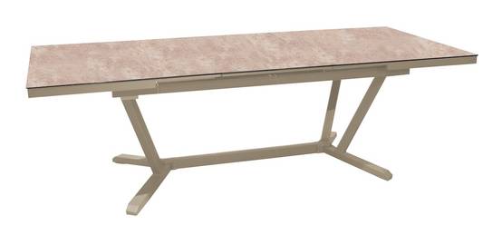 Proloisirs - Table extensible - VITA - Aluminium époxy sand - Plateau céramique Kedra Downtown 6 mm - 180/240 x 100 cm PROLOISIRS