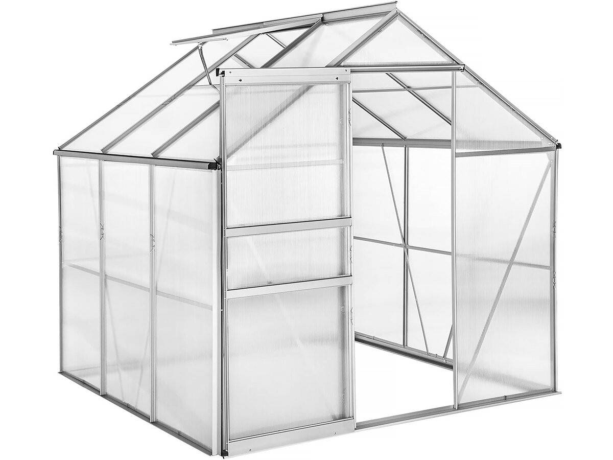 Habitat Et Jardin - Serre Jardin Polycarbonate 190 X 190 X 195 Cm "basilic" - 3,61 M² - Gris -habitat Et Jardin