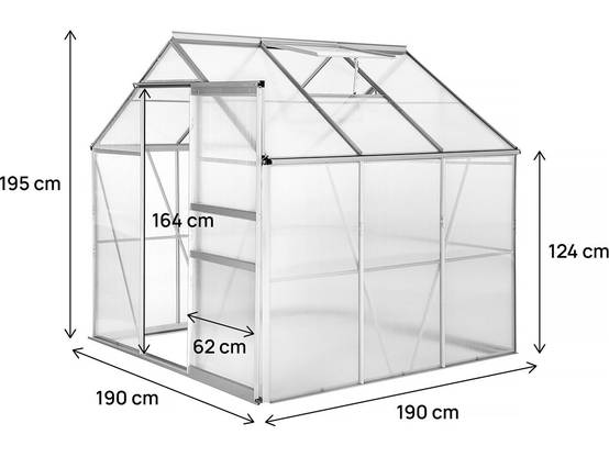 Habitat Et Jardin - Serre Jardin Polycarbonate 190 X 190 X 195 Cm "basilic" - 3,61 M² - Gris -habitat Et Jardin - Image 4