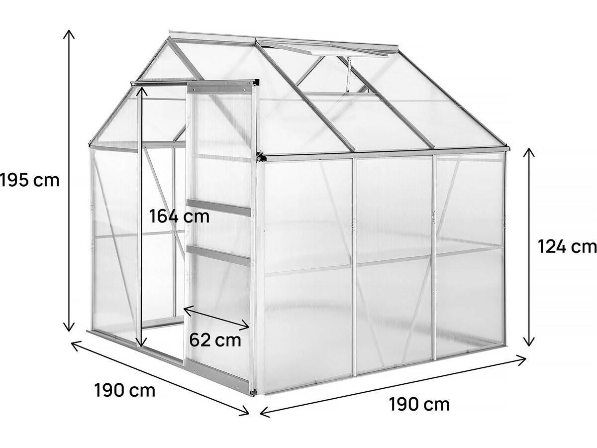 Habitat Et Jardin - Serre Jardin Polycarbonate 190 X 190 X 195 Cm "basilic" - 3,61 M² - Gris -habitat Et Jardin - Image 4