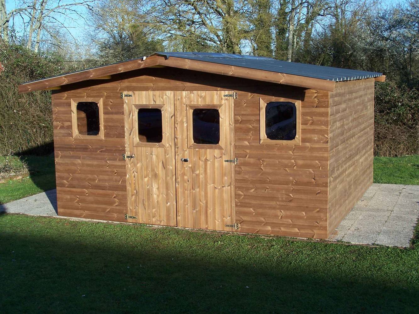 Habrita - Abri THERMABRI madriers - 19,69 m² sans plancher - toit double pente bac acier Habrita - Image 1