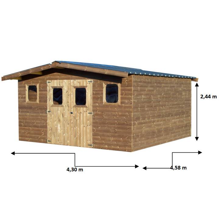 Habrita - Abri THERMABRI madriers - 19,69 m² sans plancher - toit double pente bac acier Habrita - Image 3