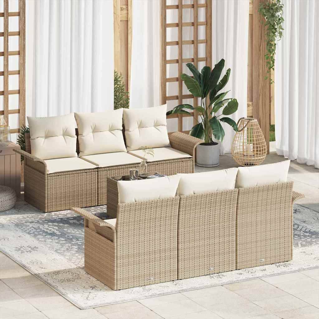 ComfortXL - Salon de Jardin d'Angle 7 Pièces en Polyrotin Design Contemporain Beige – ComfortXL Outdoor Living - Image 1