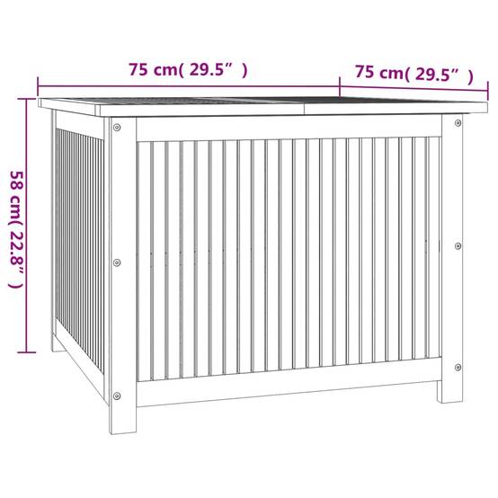 Coffre de rangement - Boîte de rangement extérieure - Coffre de jardin 75x75x58 cm bois massif d'acacia - Image 7