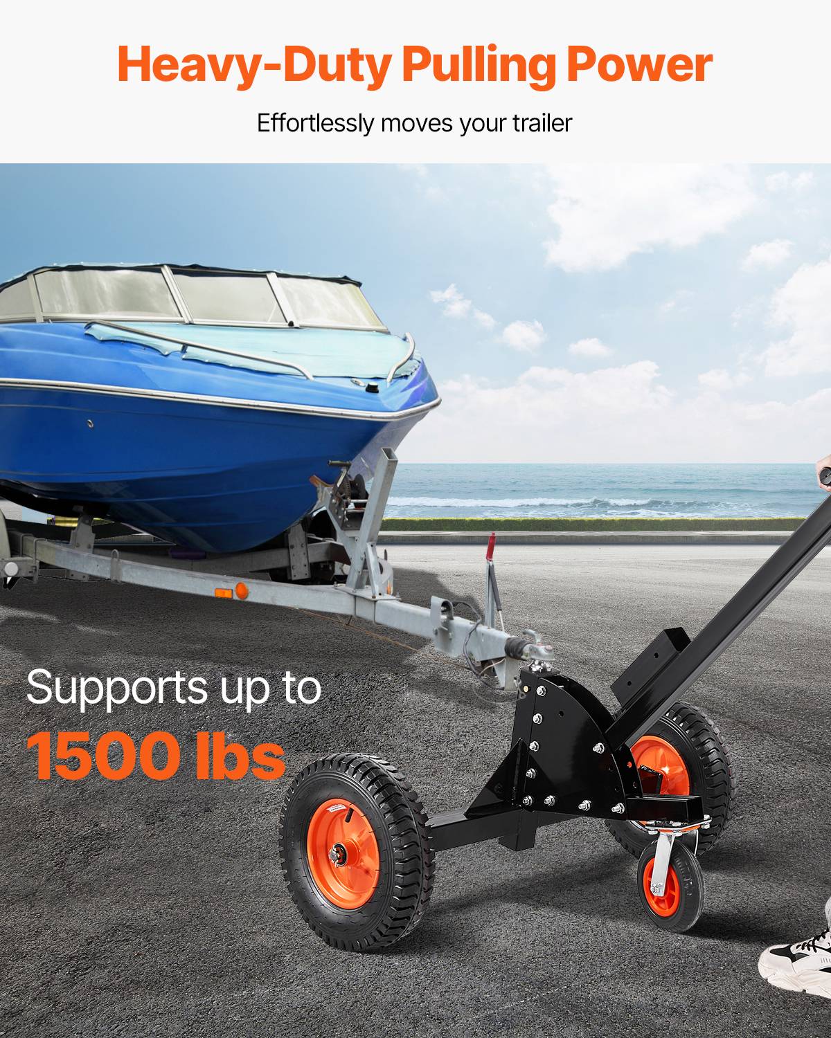 VEVOR Chariot remorque 2 en 1, charge languette 680.4kg, hauteur réglable. - Image 2