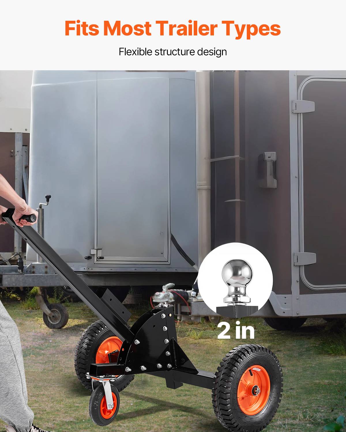 VEVOR Chariot remorque 2 en 1, charge languette 680.4kg, hauteur réglable. - Image 6