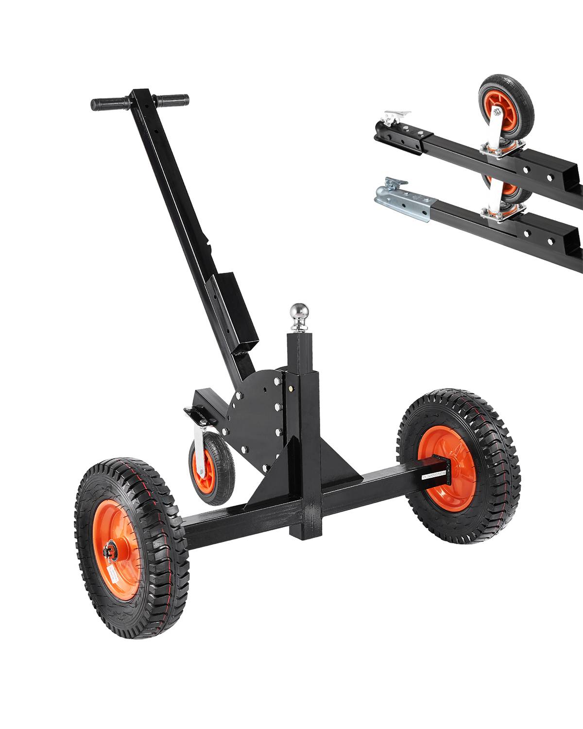 VEVOR Chariot remorque 2 en 1, charge languette 680.4kg, hauteur réglable.