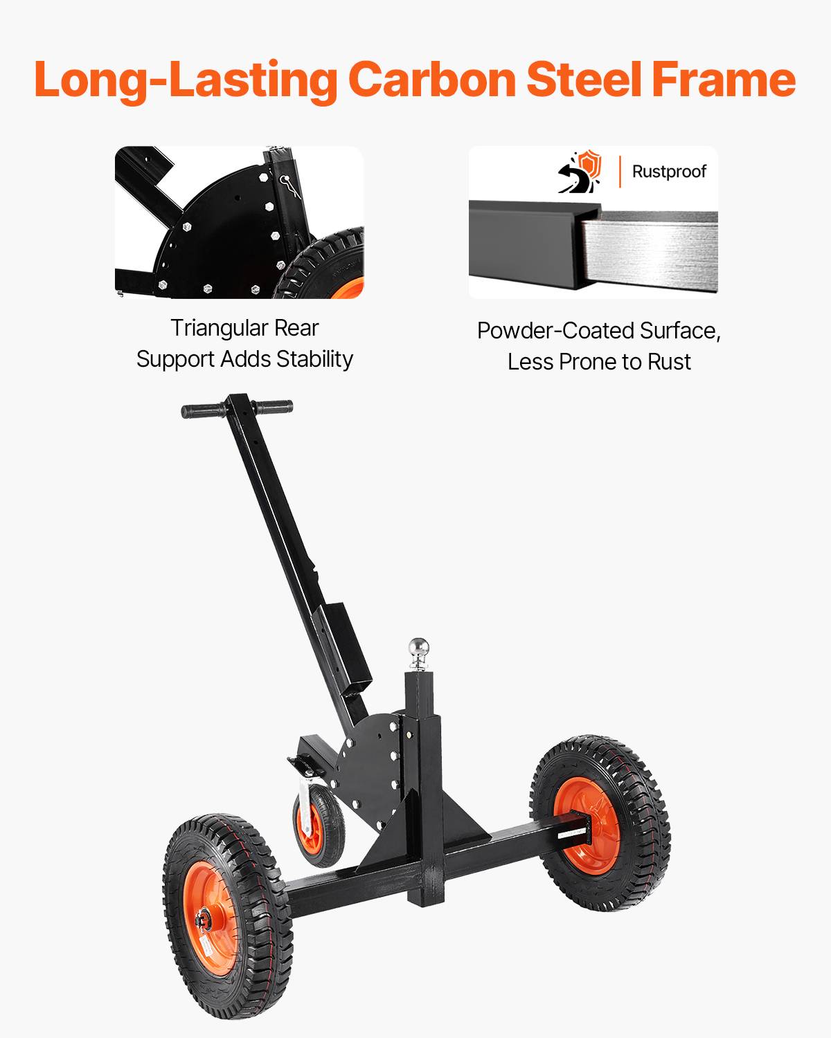 VEVOR Chariot remorque 2 en 1, charge languette 680.4kg, hauteur réglable. - Image 5