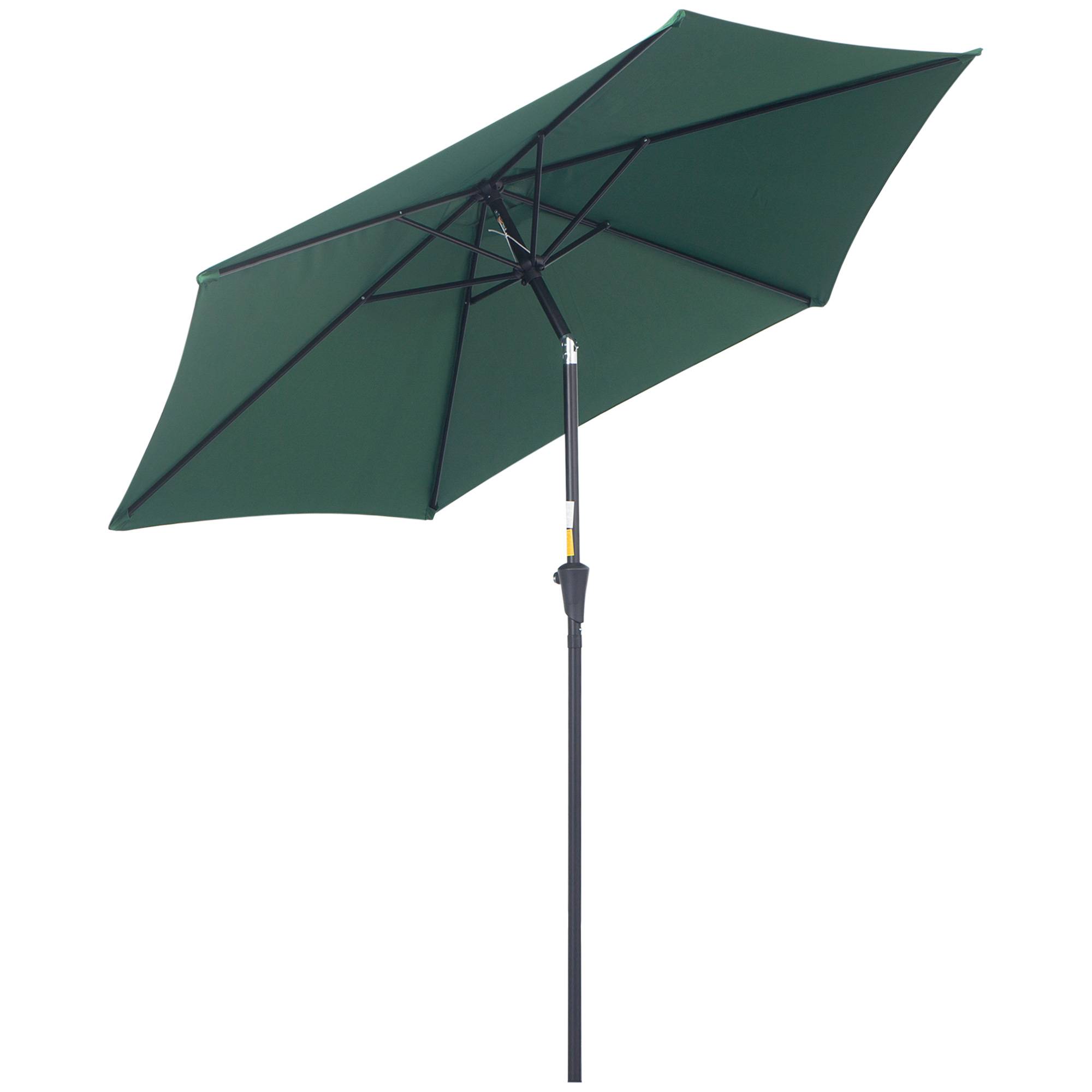 Parasol droit parasol inclinable de jardin balcon manivelle - 260x260x235cm Métal Vert foncé fr334 - Image 1