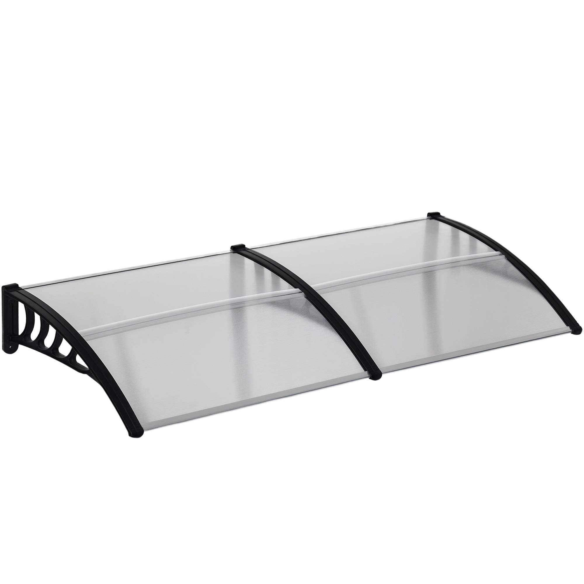 Auvent de porte polycarbonate pour entrée protection pluie et UV 200x96cm Noir - ComfortXL Outdoor Living - Image 1