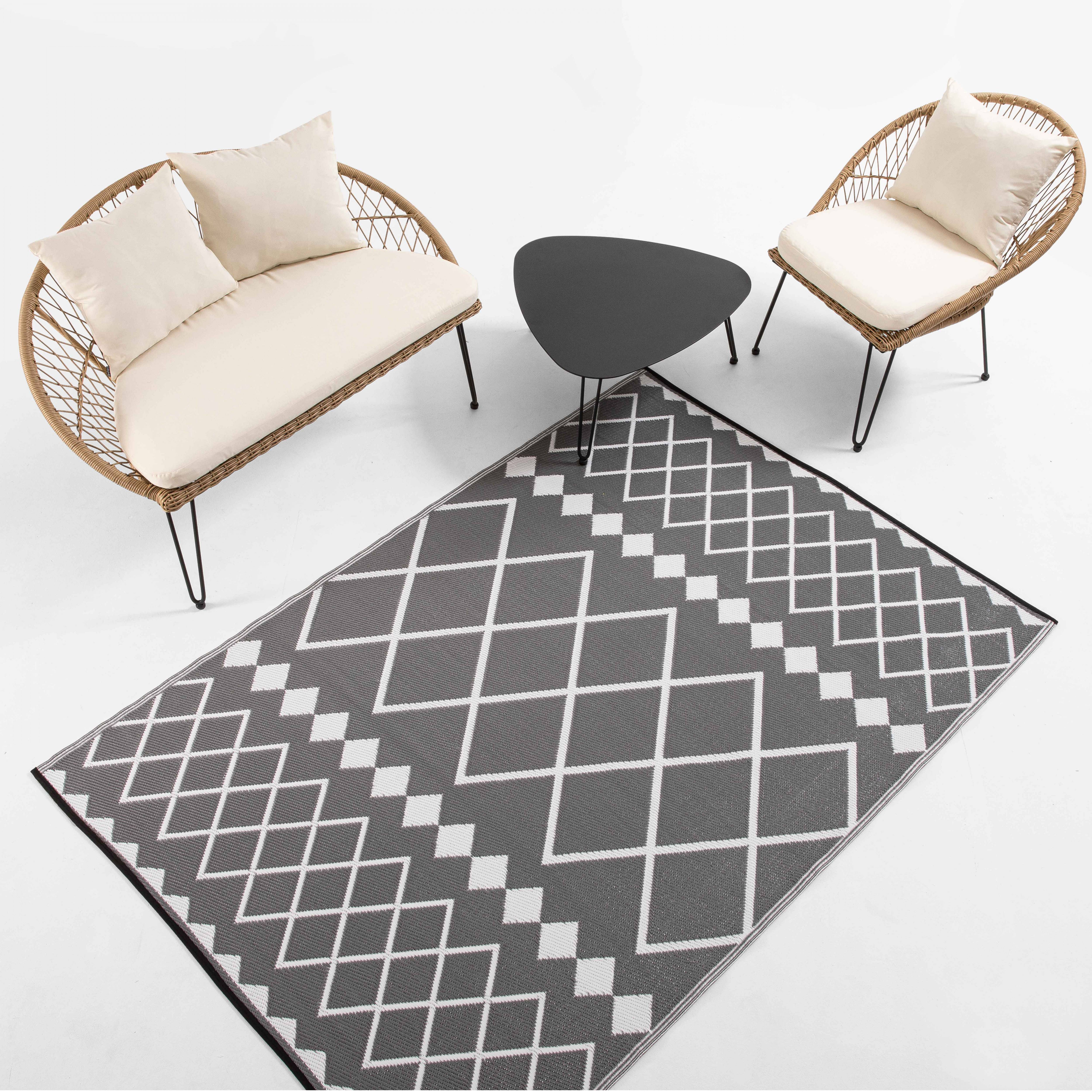 Oviala - Tapis d'extérieur en polypropylène recyclé gris 230 x 160 cm - Oviala - Image 5