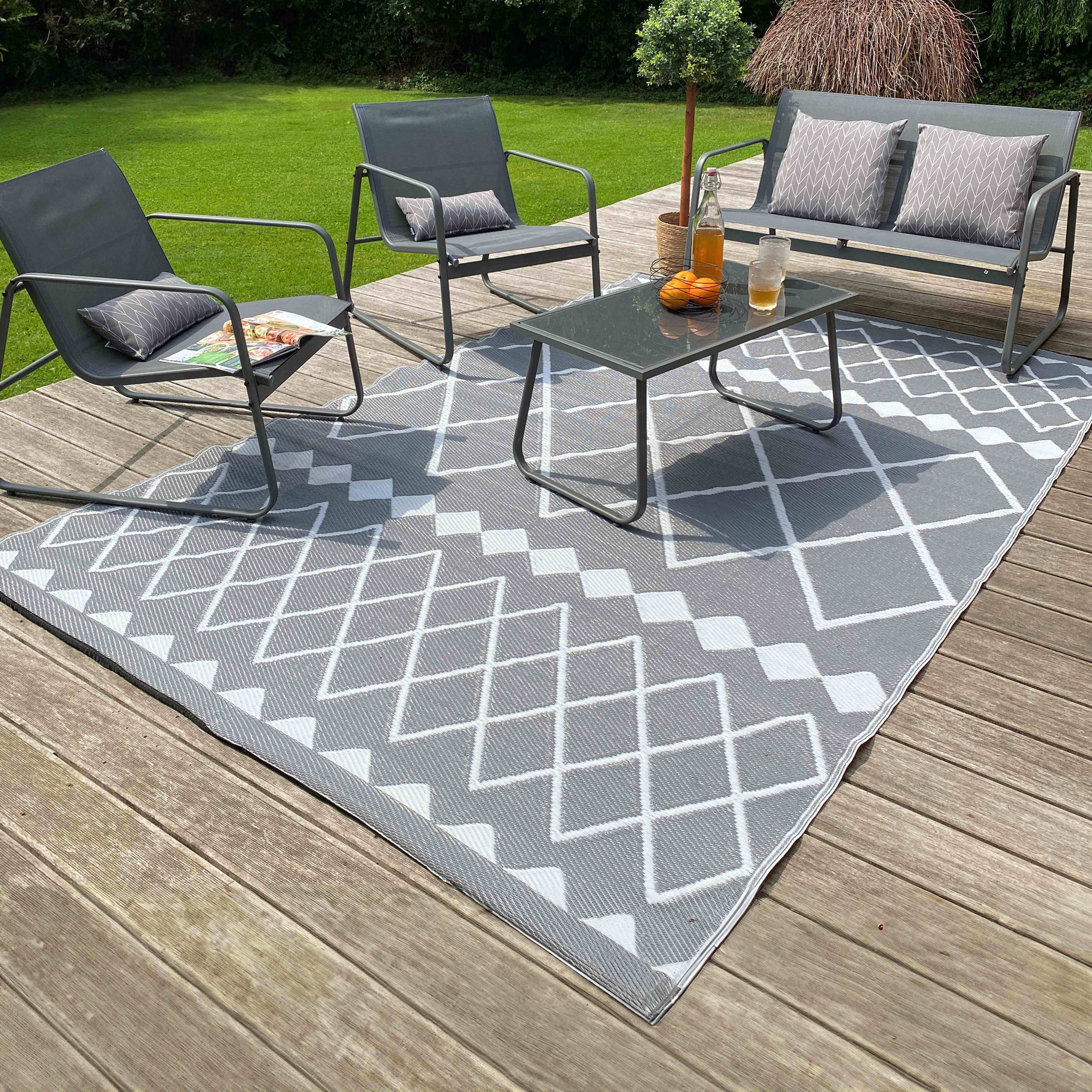 Oviala - Tapis d'extérieur en polypropylène recyclé gris 230 x 160 cm - Oviala - Image 2