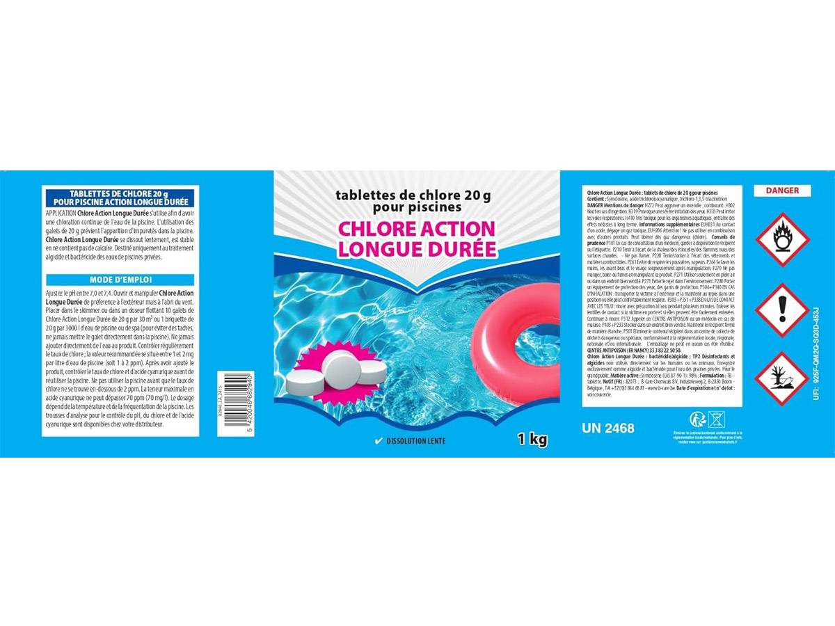 BSI - Chlore Lent - Action Longue Durée - Dissolution Lente - Désinfection - Idéal Pour Piscine Et Spa - Galets 20g - 1Kg - Image 2
