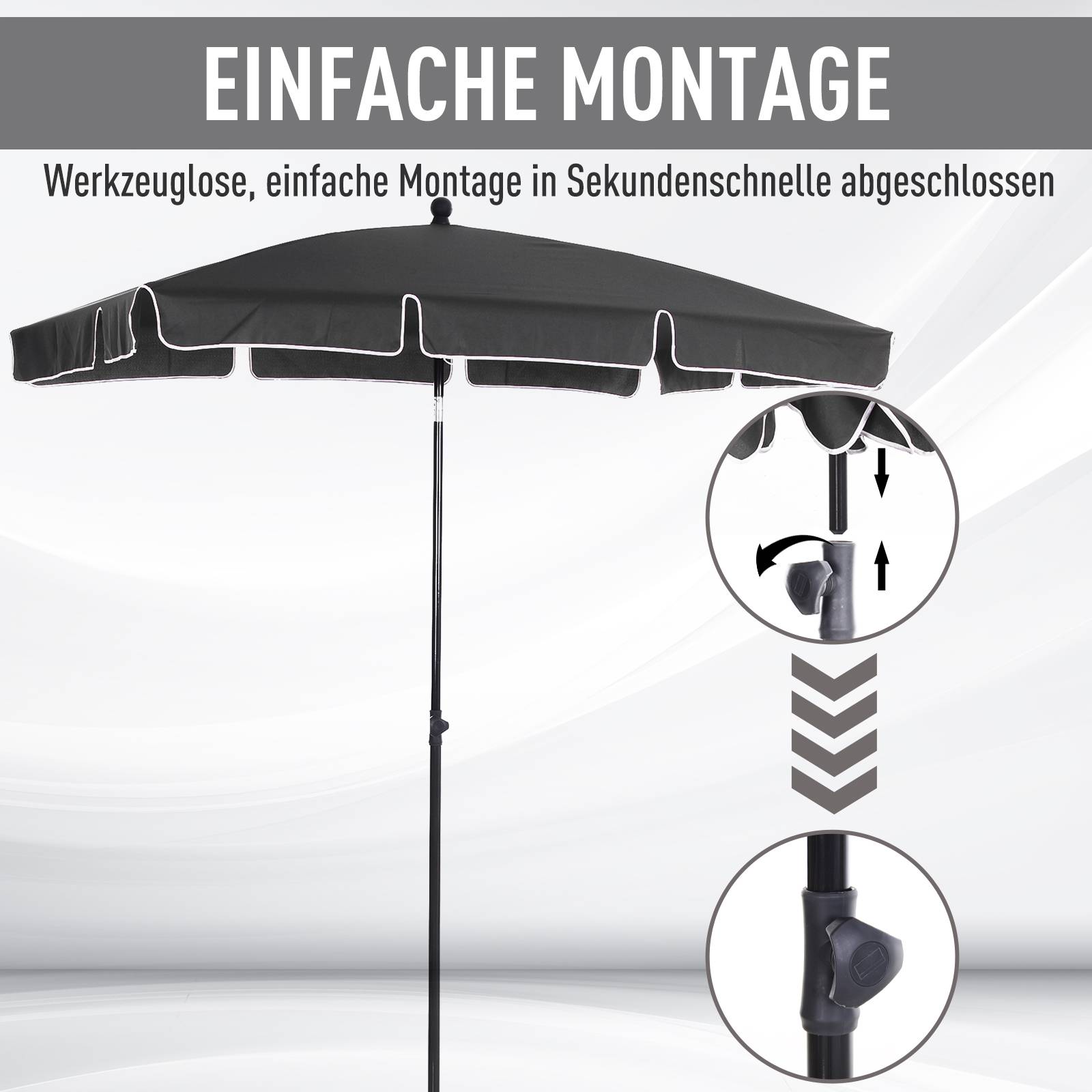 Parasol Rectangulaire Inclinable Aluminium Balcon Terrasse 200x130cm Gris - ComfortXL Outdoor Living - Image 5